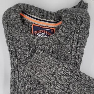Superdry Women's Charcoal Cable Knit Crewneck Sweater
